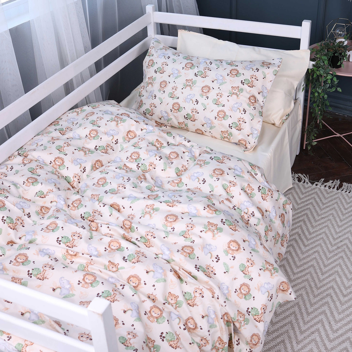 Комплект постельного белья детский MirSon Сатин Kids Time 22-1418 Safari baby 110х140 (2200011186320)